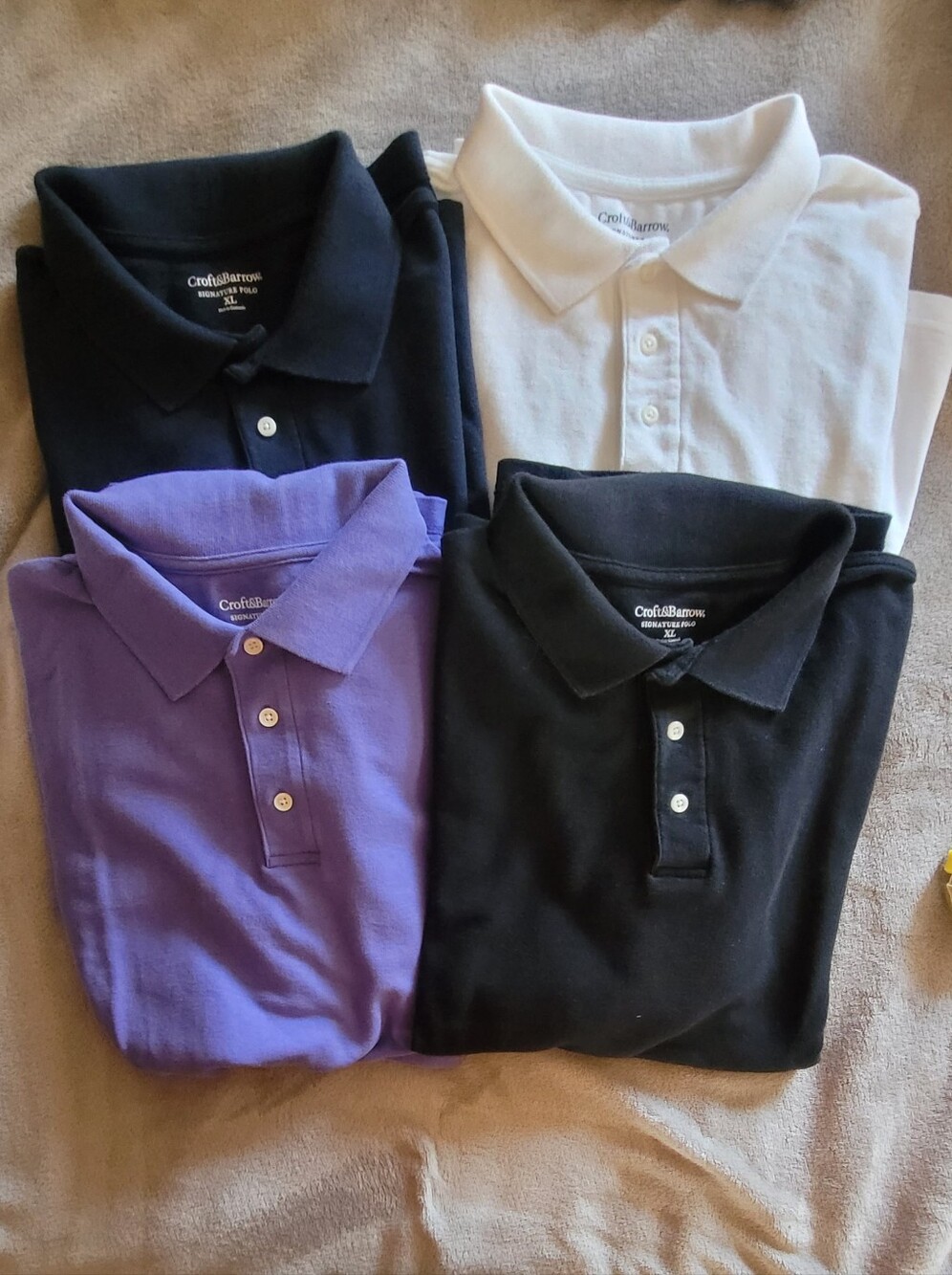 (4) Croft and Barrow Signature Polo Shirt Men's XL 100% Cotton Short Sleeve